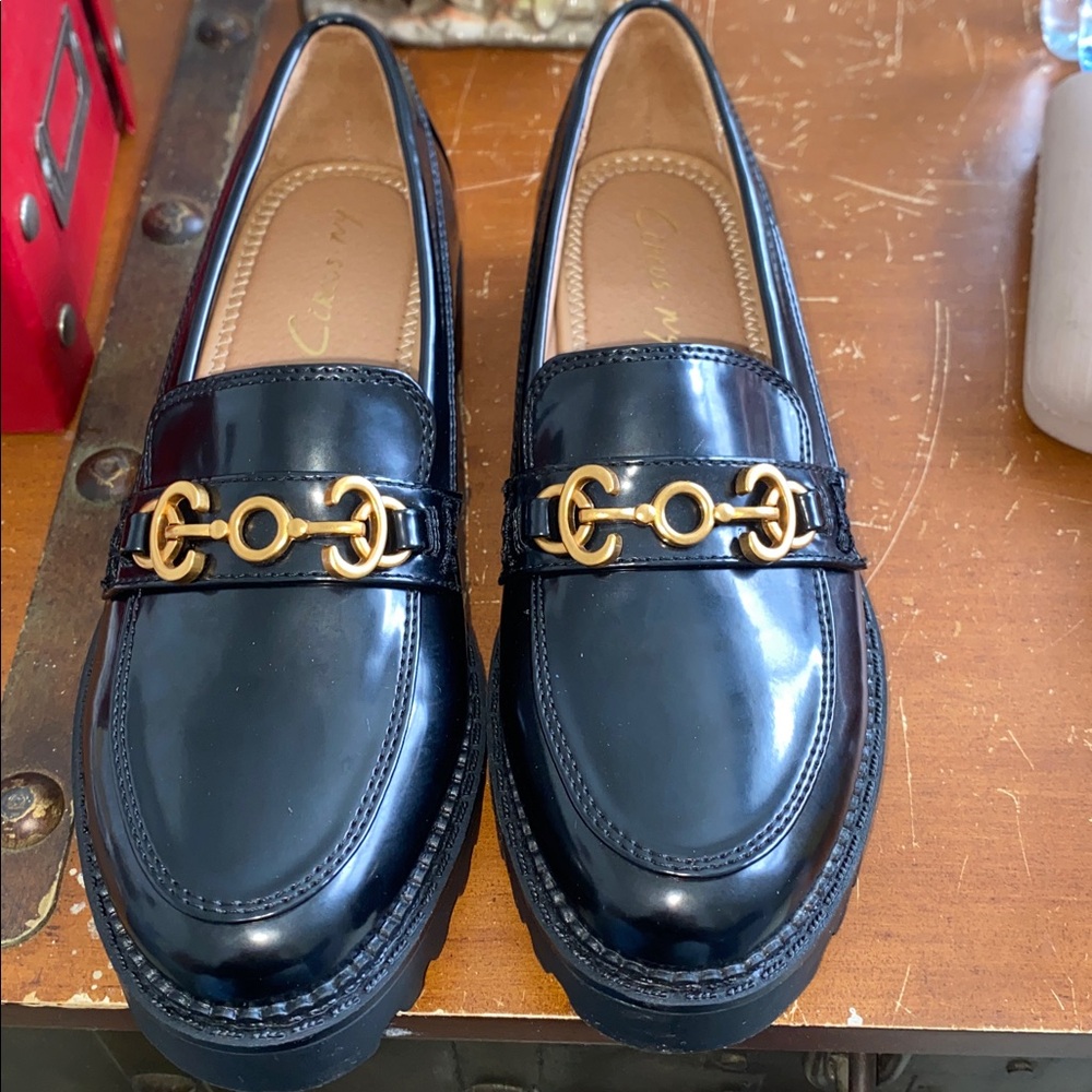 NWOT Circus by Sam Edelman Christy Patent Loafers Size 7 BLACK PATENT LEATHER